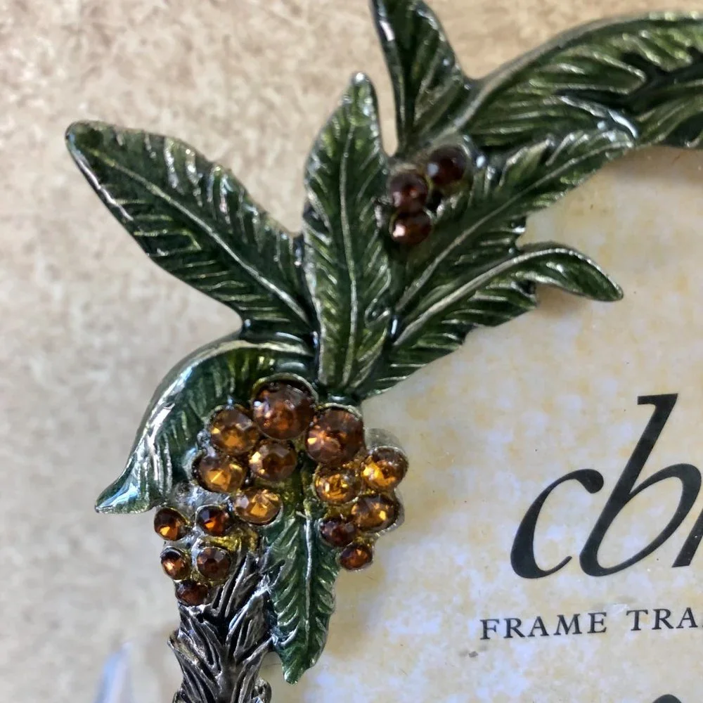 CBK Ltd Metal Enamel Rhinestone Palm Tree Picture Photo Frame New NIB 3.5